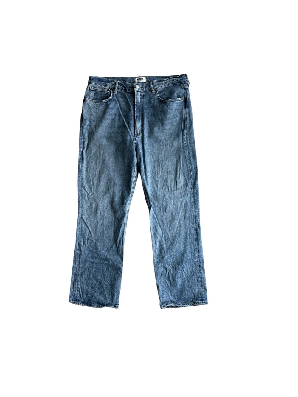Agolde HIGH RISE STOVEPIPE Straight-Leg Jeans in Medium Blue Size 32”